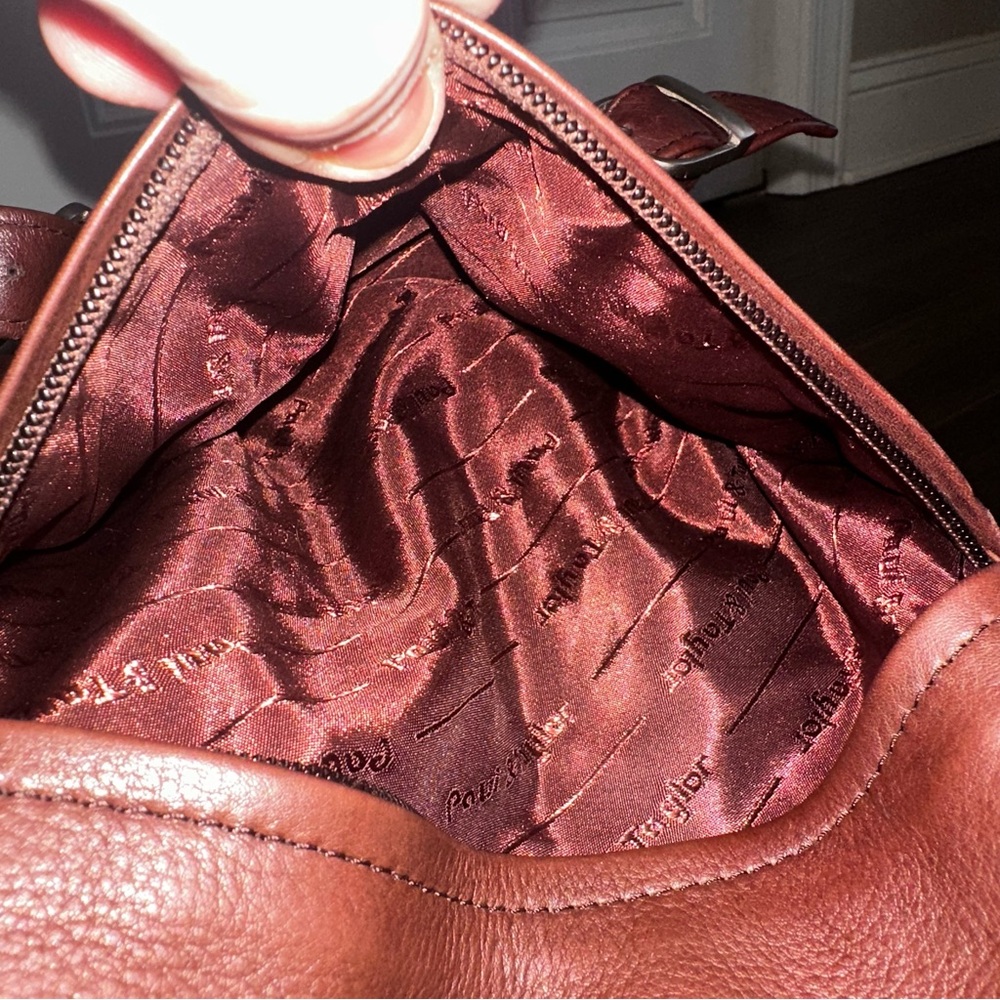 VINTAGE 90’s Paul and Taylor Brown Leather Large Sling Backpack Unisex - Picture 11 of 15